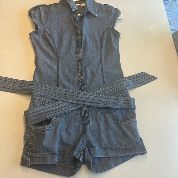DKNY Jeans Pants - DKNY  Belted Denim Blue Romper, Size 28